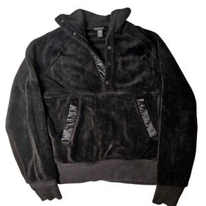 Athleta Sweatshirt Pullover Womens Black Sherpa Snap Size XXS